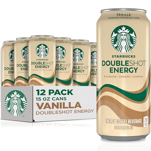 Starbucks Doubleshot Energy Drink Coffee Beverage, Vanilla, Iced Coffee, 15 fl oz Cans (12 Pack) (Packaging May Vary) - Vanilla - 15 Fl Oz (Pack of 12)