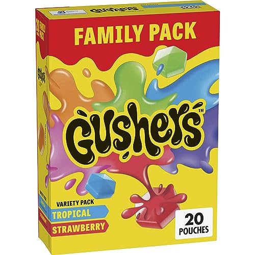 Gushers Fruit Flavored Snacks, Variety Pack, Strawberry and Tropical, 20 ct - Tropical and Strawberry - 20 Count(Pack of 1)