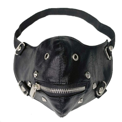 BSTANG Men Women Steampunk Retro Gothic Leather Mask Halloween Cosplay Gears Mask Spike Mask - Black Zipper Mask