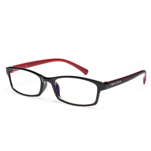 Prospek Blue Light Blocking Glasses -Professional- for Men and Women Computer Glasses Blue Light Filter, Provides Anti Strain and Anti Fatigue (+0.00 No Magnification) I Regular Size, Red and Black)