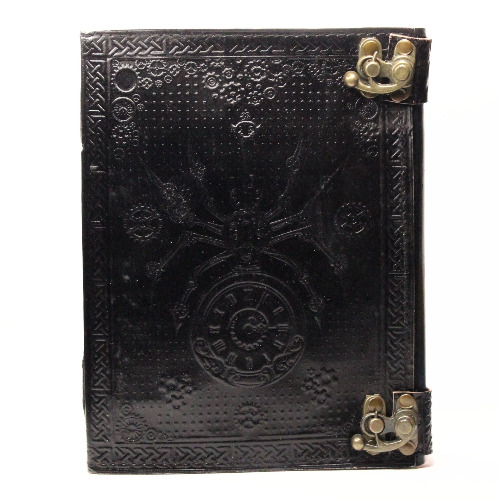 Steampunk Spider Leather Journal - BLACK