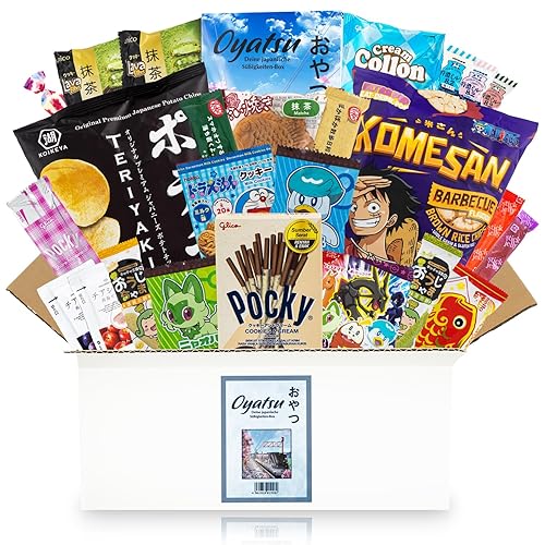 getDigital Oyatsu Japan Box - Ausgewählter Mix mit 25 Snacks - Japanische Süßigkeiten, Chips, Mochi, Cracker, Schokolade, Sweets, inklusive Broschüre - Geschenkset mit Candy aus aller Welt