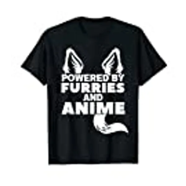 Powered by Furries and Anime Furry T-Shirt