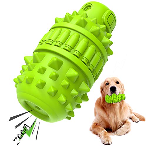 PIFFZEDO Dog Toy for Aggressive Chewer Large Medium Nearly Indestructible Super Chew Dog Toys Squeaky Dog Birthday Toy Dog Toothbrush Interactive Tough Durable Dog Toys Natural Rubber(Green,Large) - Green - Larege