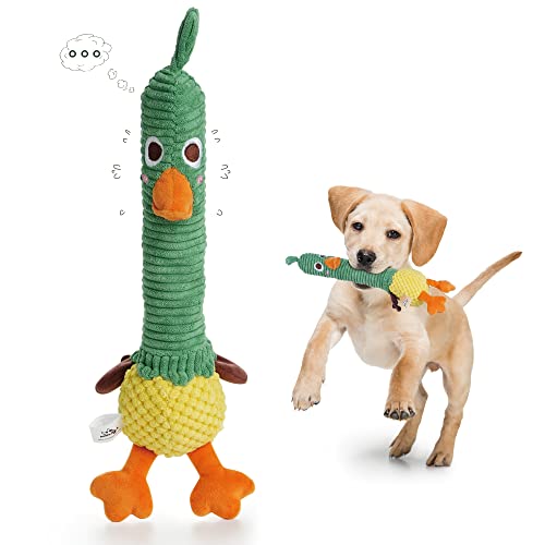Squeaky Duck Dog Toy: Cute Stuffed Dog Chew Toys with Large Durable Rubber Squeaker, Dog Toy for Aggressive Chewers, Large, Medium Small Dogs, Plush Crinkle Pet Supplies for Boredom and Stimulating - Squeaky Duck