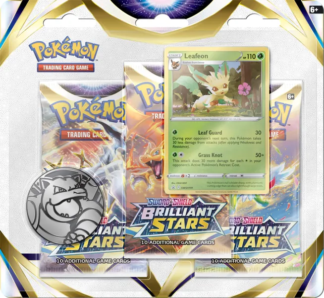 Pokémon TCG: Sword & Shield—Brilliant Stars Three-Booster Blister - Sword & Shield 9 Brilliant Stars: 3-Pack Booster (One at Random) 5. Triple Pack Booster