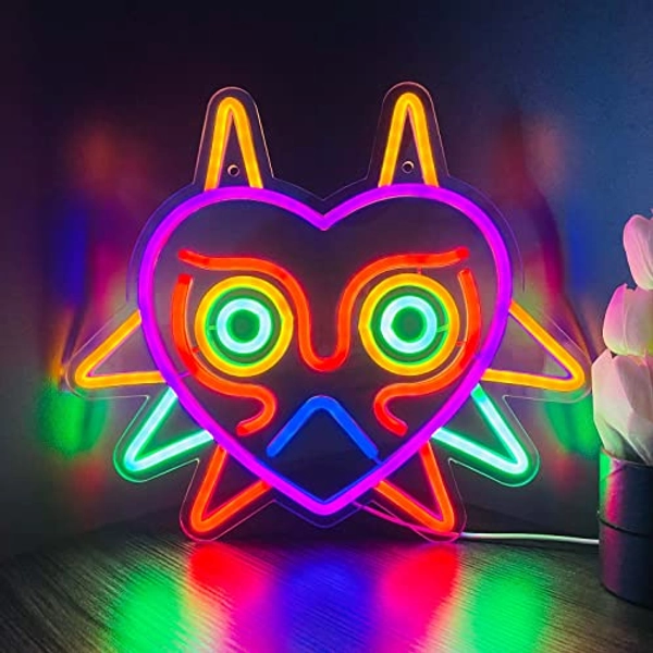 GGK Majora's Mask LED Sign LoZ Neon Sign for Room Wall Decor Gamer Gifts Zelda Mask Game Room Decor LED Neon Light for Zelda Fans (Majoras Mask)