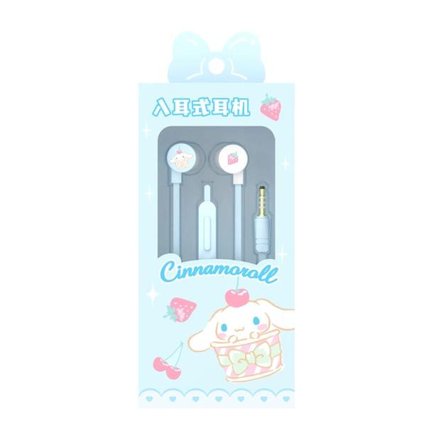 Official Sanrio Wired Earbuds Cute Sanrio Family In-Ear Headphones 3.5 mm Plug - Cinnamoroll