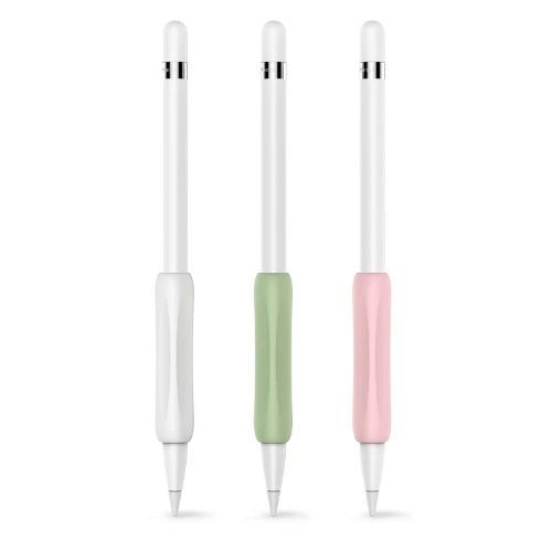 Delidigi Apple Pencil Grip 3 Pack Ergonomic Stylus Grip Silicone Sleeve Accessories Compatible with Apple Pencil 1st and 2nd Generation (White, Pink, Avocado Green) - White, Pink, Avocado Green