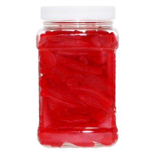 Swedish Fish Red Large 3LB - Original Red Chewy Swedish Fish in 64 FL OZ Gift Ready Reusable Square Jar - Swedish Fish Red Large Large (Pack of 1)
