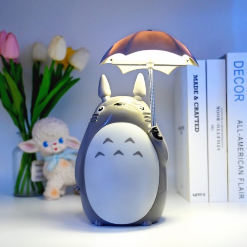 SPSPUK My Neighbor Cute Stuff Night Light ,Totoro Merchandise ,with 2 Modes for Bedroom Bedside Lamp Reading Light Best Gifts for Girls Boys and Friends (Grey) - Gray