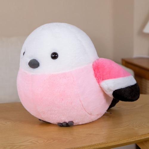 Ava - Lifelike Soft Bird Plush - Pink and white / 37*50cm