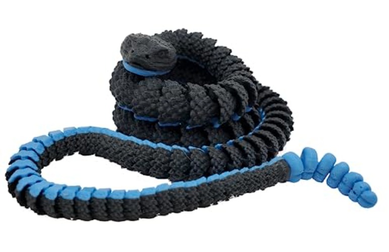 3D Printed Rattlesnake - Customizable, Made to Order Articulated Animal Model (Giant, Ice) - Giant - Ice