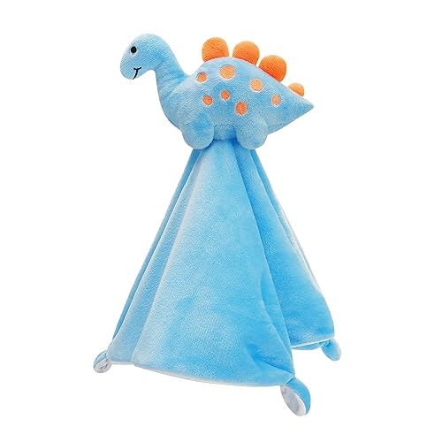 Pro Goleem Dinosaur Security Blanket Soft Loveys for Babies for Boys and Girls Newborn Lovie Infant Blankie Snuggle Toy Stuffed Animal Baby Gifts Blue 14 Inch - Dinosaur