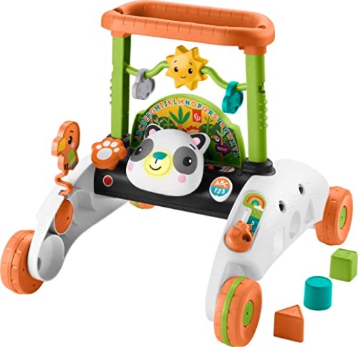 Fisher-Price Baby & Toddler Toy 2-Sided Steady Speed Panda Walker With Smart Stages Learning & Blocks For Ages 6+ Months - Panda Walker
