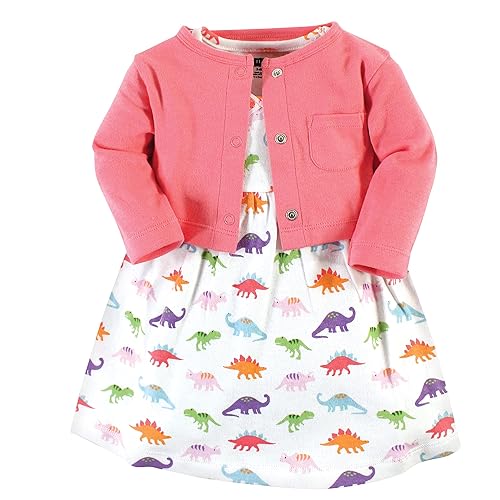 Hudson Baby Baby Girls' Cotton Dress and Cardigan Set - 4T - Girl Dinosaurs