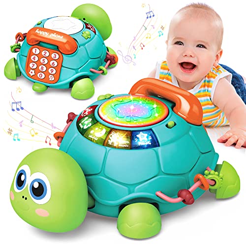 Baby Toys 6 to 12 Months, Musical Turtle Crawling Baby Toys for 12-18 Months, Early Learning Educational Toy with Light & Sound, Birthday Toy for Infant Toddler Boy Girl 7 8 9 10 11 month 1-2 Year Old - Blue