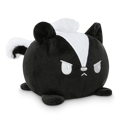 TeeTurtle - The Original Reversible Skunk Plushie - Black + White - Show Your Mood Without Saying a Word! - Skunk