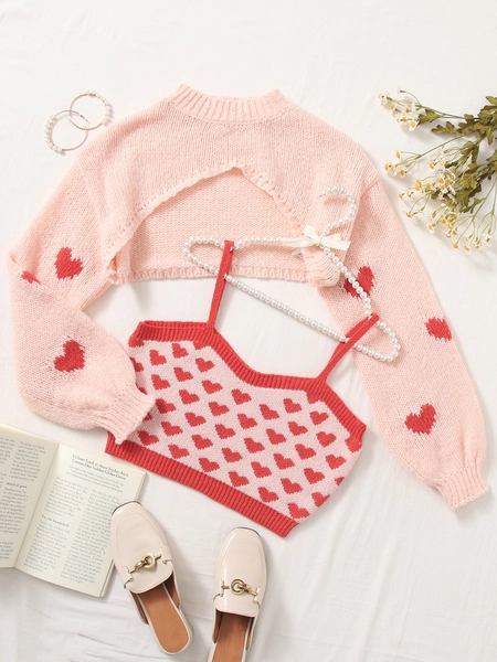 Top & sweater with hearts ❤️❤️