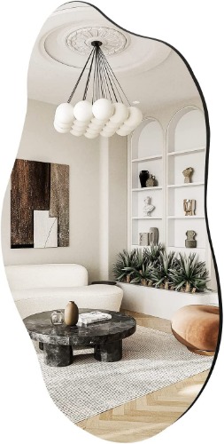 QDSSDECO Asymmetrical Wall Mounted Mirror, Wavy Mirror, Irregular Shaped for Living Room, Bedroom, Entryway, 19.7"x33.5"… - Cloud
