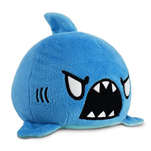 TeeTurtle - The Original Reversible Shark Plushie - Blue - Cute Sensory Fidget Stuffed Animals That Show Your Mood 3.5 inch - Blue Shark