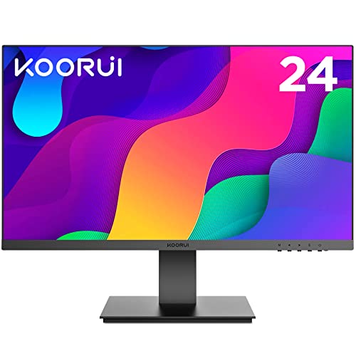 KOORUI Écran PC 24 Pouces Full HD (1920 x 1080), IPS, 16:9, 75Hz, 5ms, VGA et HDMI, Mode Faible lumière Bleue, Grand angle de vue 178° - 24 Pouces IPS 75Hz