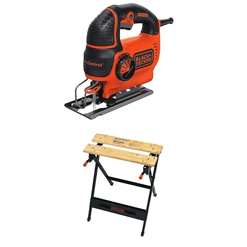 BLACK+DECKER Jig Saw, Smart Select, 5.0-Amp with Workmate Portable Workbench, 350-Pound Capacity (BDEJS600C & WM125)
