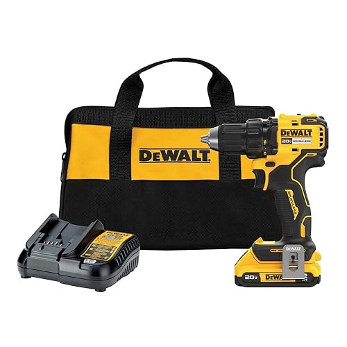 Drill 💪🏼 DEWALT 20V MAX Brushless 1/2 in. Cordless Compact Drill Driver Kit, Ratcheting Chuck, LED (DCD793D1) - 20V Drill Kit (DCD793D1)