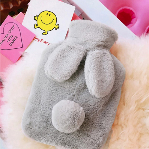 Cozy White Bear Hot Water Bottle - Light Grey