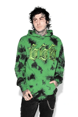 666  Hoodie 💚Green Lightning Dye Pullover