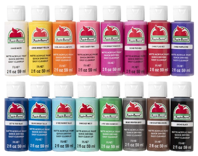 Apple Barrel Acrylic Paint Set, 16 Piece (2-Ounce), Best Colors Count - 