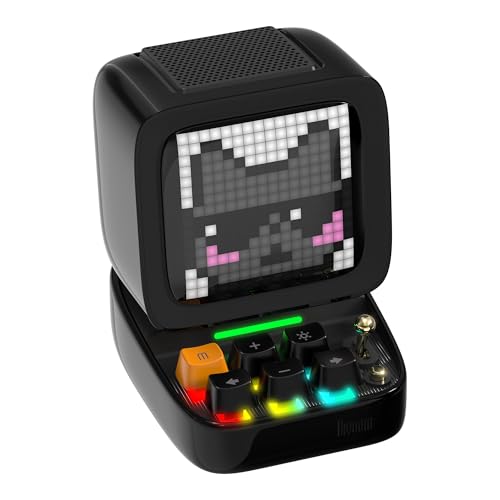Divoom Ditoopro Retro Pixel Art Speaker with RGB Lights, App Controlled Bluetooth Computer Speaker, Cool Tech Gadget for PC Gaming Room Setup, Black - Black
