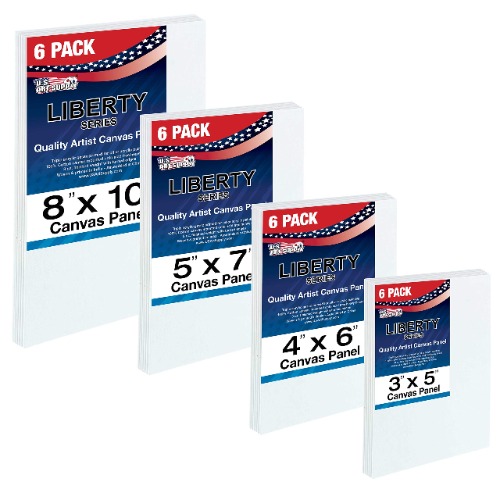 U.S. Art Supply Multi-Pack 6-Ea of 3x5, 4x6, 5x7 & 8x10 inch Professional Quality Small Artist Canvas Panel Board Assortment Pack (24 Total Panel Boards) - Small