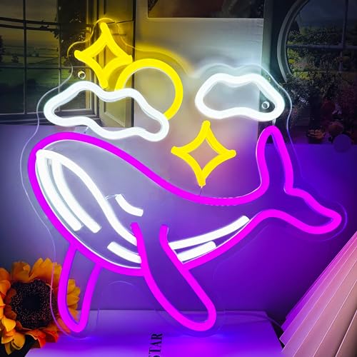 Artlast Whales Neon Signs for Bedroom Wall Decor LED Neon Lights for Kids Cave Living Room Man Cave Gamer Girls Room Christmas Birthday Party Art Decoration Gift