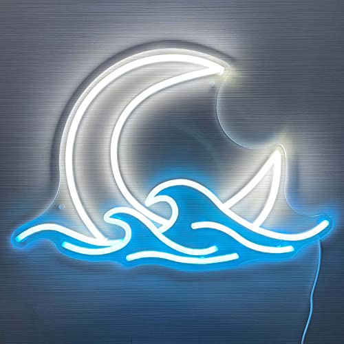 Sunrise Sunset Neon Sign Moon over Sea Neon Light Twilight Wave LED Wall Signs for Room Decor Anime Neon Light Acrylic Moon Sign (Moonrise) - Moonrise