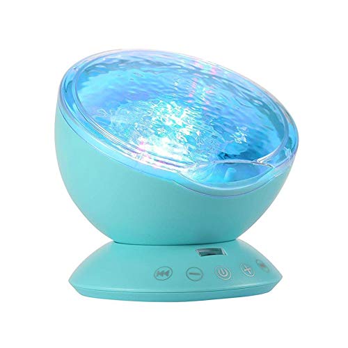 TOMNEW Night Light Projector, Ocean Wave Night Light for Kids Room, Remote and Timer, 8 Light Modes and Bulit-in Sound Machine Equipped with TF Card, Mermaid Decor Birthday Christmas Gifts (Blue) - Blue