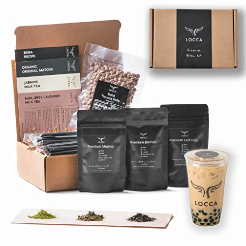 Locca Boba Tea Kit | 24+ Bubble Teas | Premium Daily Joy Kit | Premium Matcha, Earl Grey Lavender, Jasmine | Vegan & Gluten Free Boba Drink | Premium DIY Boba Tea Kit (DAILY JOY)