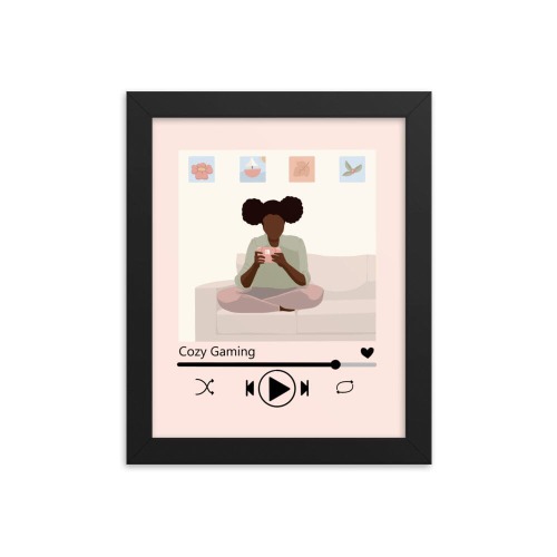 Cozy Gamer Playlist | 8x10 Framed poster | Cozy Gaming - Black