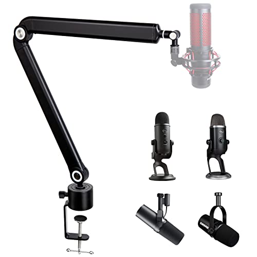 SUNMON Mic Stand Boom Arm - Microphone Arm Compatible with HyperX QuadCast, 360° Rotation Microphone Stand, Weighted Metal Mic Boom Arm for HyperX QuadCast,Blue Yeti,Shure MV7,Rode and Most Gaming - HyperX QuadCast Mic Boom Arm