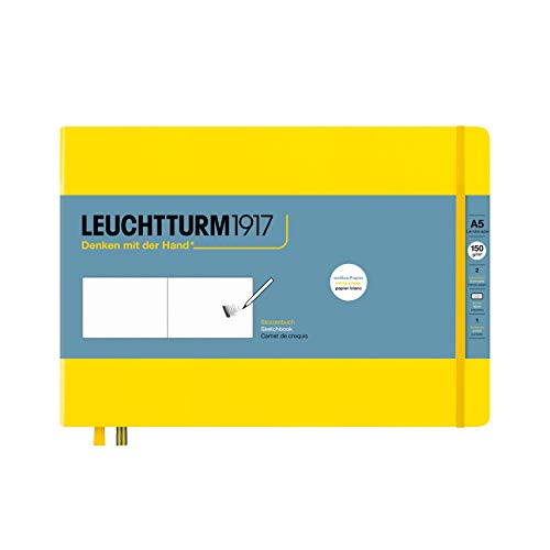 Leuchtturm1917 - Medium Landscape Hardcover Sketchbook (Lemon) - 112 Pages of 150g/m² Paper - Medium Landscape - Lemon