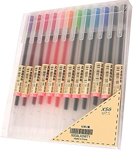 Premium Gel Ink Pen Fine Point Pens Ballpoint Pen 0.5mm for Japanese Office School Stationery Supply 12 Packs - Multicolor
