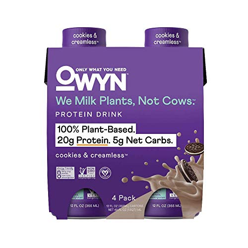 OWYN 100% Vegan Plant-Based Protein Shake, Cookies & Creamless, 4 Pack