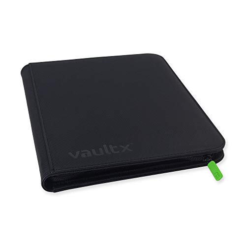 Vault X Premium Exo-Tec Zip Binder - 9 Pocket Trading Card Album Folder - 360 Side Loading Pocket Binder for TCG CCG Card Storage and Organisation (Black) - Black
