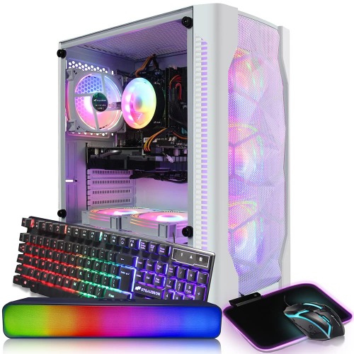STGAubron Gaming Desktop PC Computer,Intel Core I7 3.4GHz up to 3.9GHz, 16G RAM, 512G SSD, WIFI, BT 5.0, GeForce GTX 1660 Ti 6G GDDR6, RGB Fanx6, RGB Keyboard&Mouse&Mouse Pad, RGB BT Sound Bar, W10P64