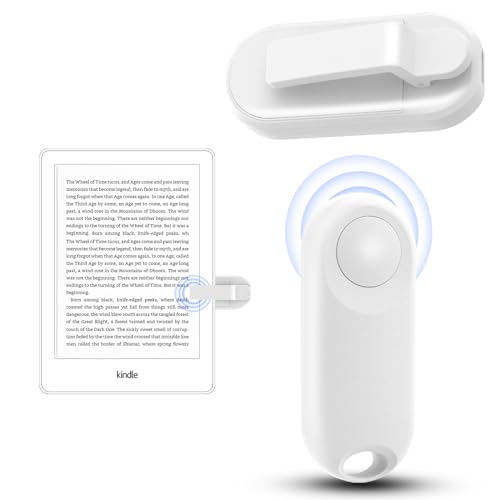 Page Turner for Kindle Remote Control Page Turner Clicker for Kindle Paperwhite Oasis Kobo E-Book eReaders Reading Novels Kindle Accessories with Wrist Strap Storage Bag (White) - White