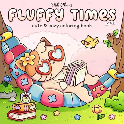 Fluffy Times Vol. 2: Coloring Book for Adults & Teens Featuring Adorable Animal Characters in Cute and Cozy Daily Moments (Fluffy Times Coloring)