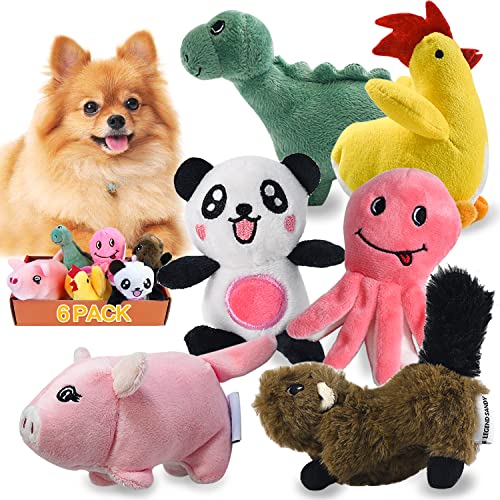 LEGEND SANDY Squeaky Plush Dog Toy Pack for Puppy, Small Stuffed Puppy Chew Toys 6 Dog Toys Bulk with Squeakers, Cute Soft Pet Toy for Small Medium Size Dogs - 6 Dog Toys