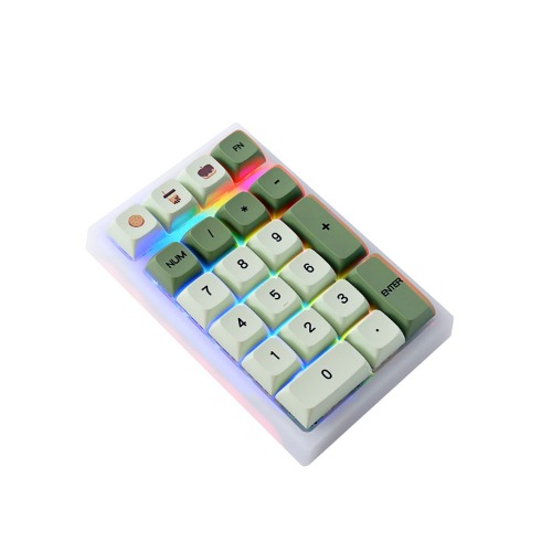 Hot Swappable Numpad,21 Keys Mini Numpad Portable Keypad Bluetooth 5.0/2.4GHz/Wired Number Pad Keyboard PBT Keycaps RGB Backlit Type-C Mini Keyboard (Matcha Green XDA Keycaps) - BOYI Matcha XDA Keycaps