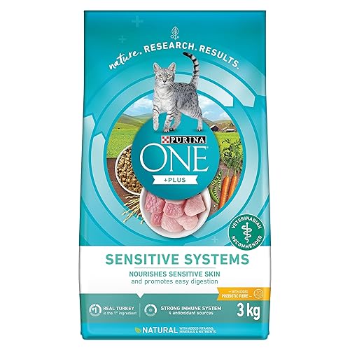 Purina ONE +Plus Dry Cat Food, Sensitive Systems Turkey - 3 kg Bag - 3 kg (Pack of 1) - Cat Food