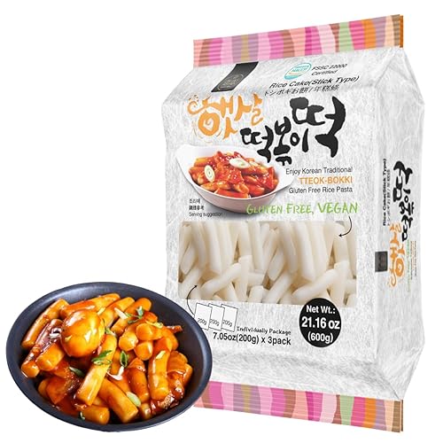Korean Rice Cake Tteokbokki Stick – 1 Pack (3 Individual Package X 1 Pack) Vegan, Non-GMO, Gluten Free, Tteok Rice Cakes Food Pasta 21.16 oz Per Pack - 21.16 Ounce (Pack of 1)